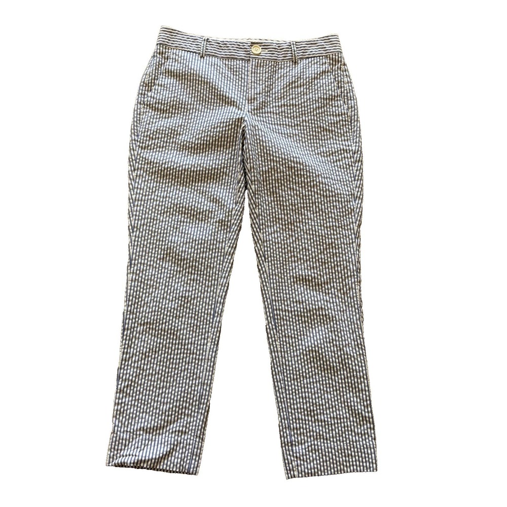 Banana Republic Martin Fit Seersucker Pants Blue White Striped Petite 2P 2 PM